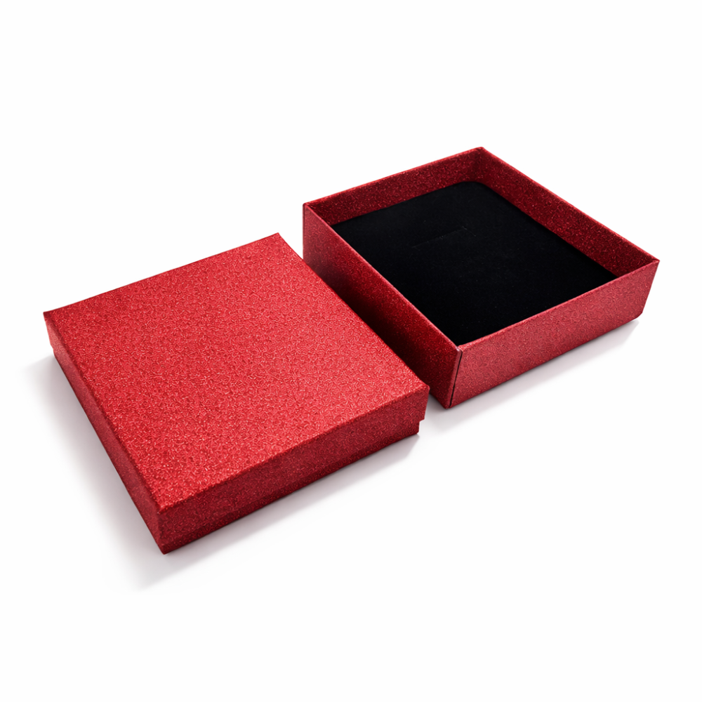 12 estuches para conjuntos de joyas con purpurina 9x9 cm - Rojo