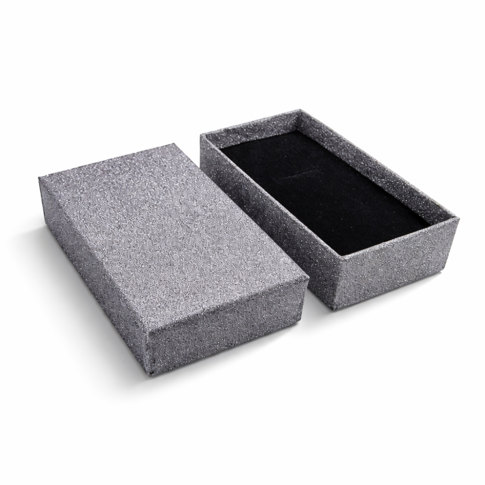 24 estuches pequeños con purpurina para joyas de 5x8 cm - Gris