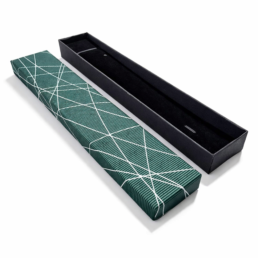 12 estuches para pulseras de color verde pino con ribete brillante