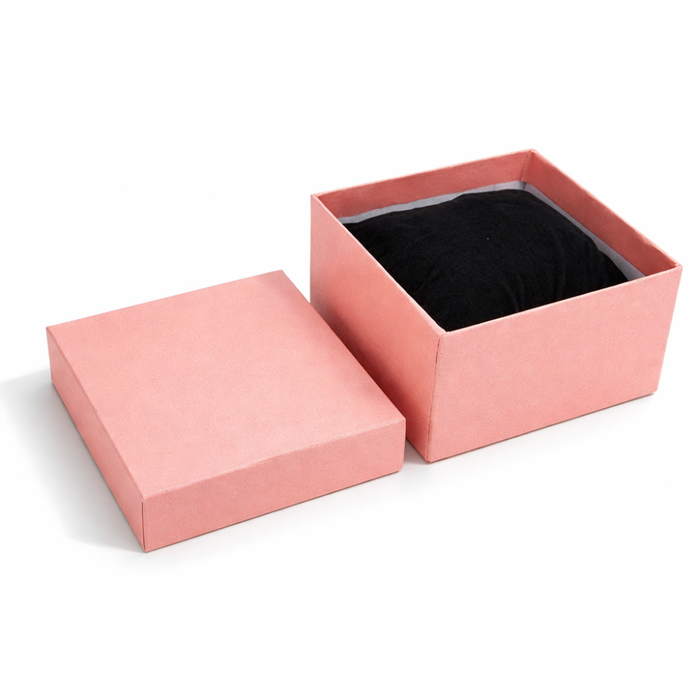 6 estuches para relojes con cojín negro 9 x 5,5 x 9 cm - rosa pálido