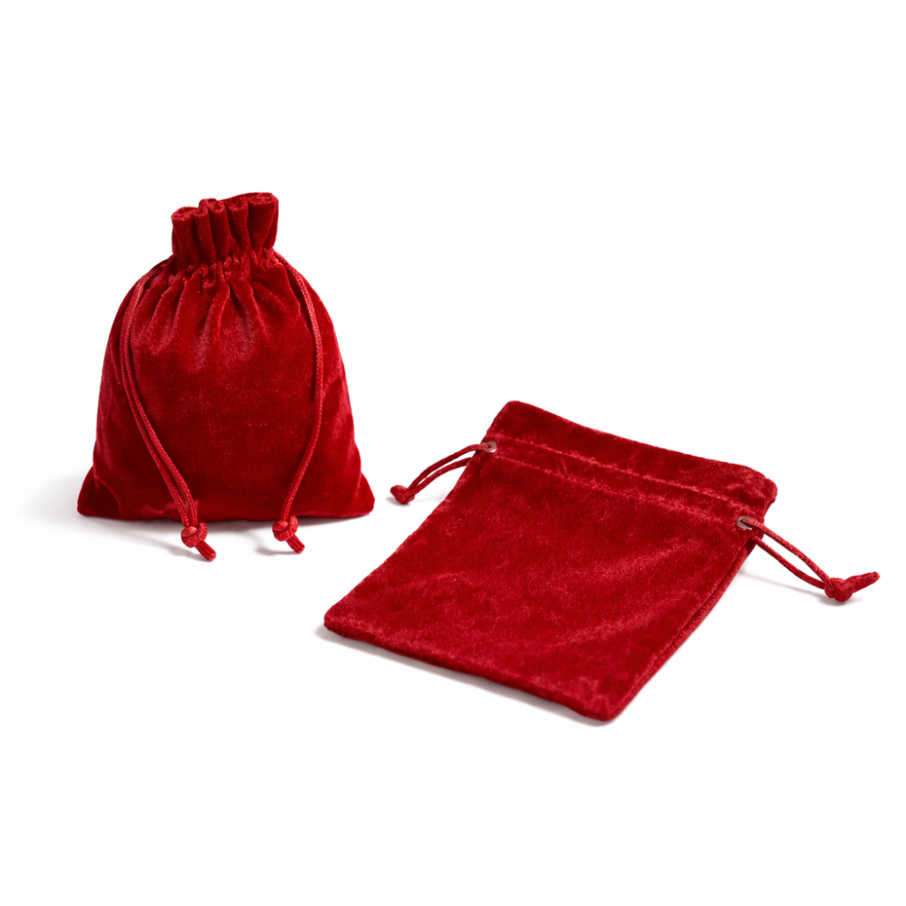Lote de 10 bolsitas de terciopelo rojo 14x20 cm