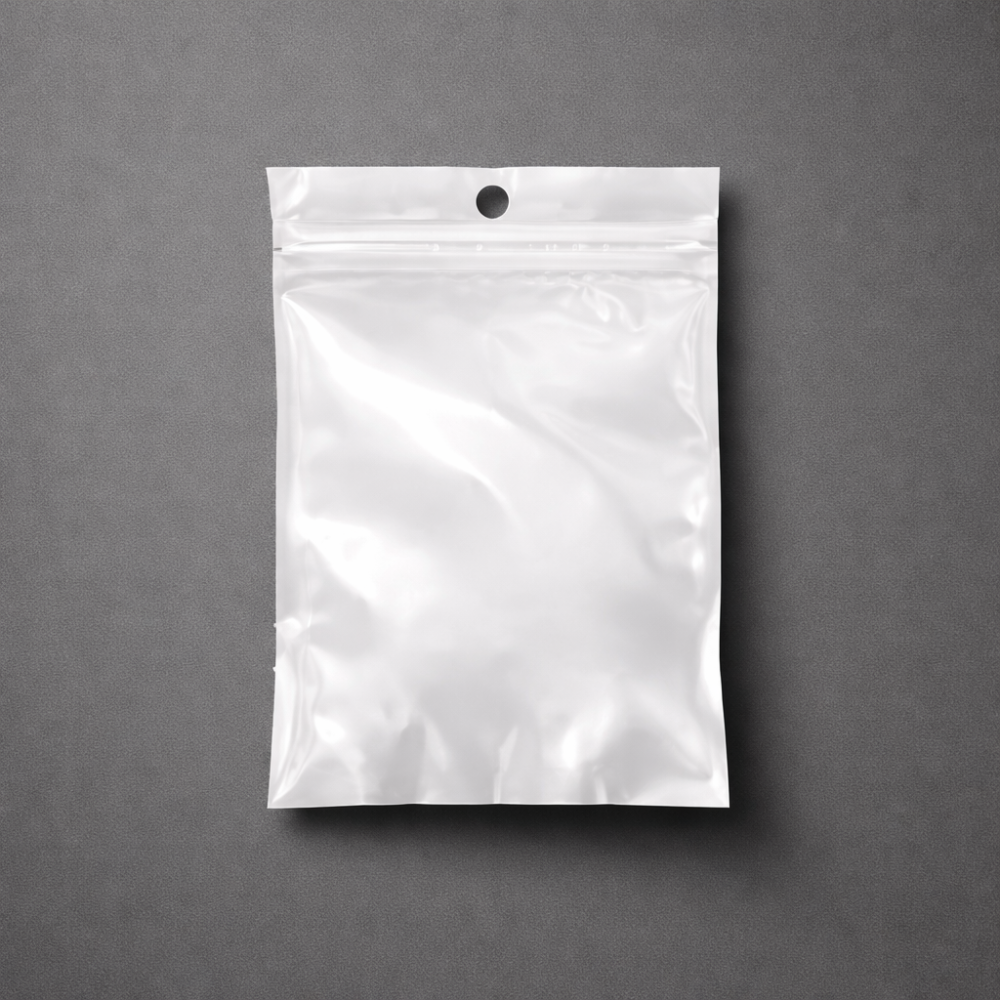 Saquito con cierre hermético para embalaje, blanco y transparente, 10 x 15 cm - por 100