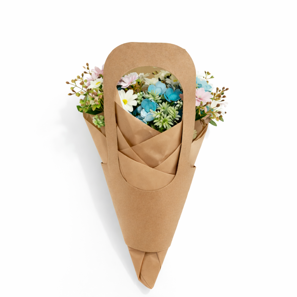 PACK FLORISTA: 18 bolsas de papel kraft para flores (3 tallas) + papel de embalaje - 6 BOLSAS GRANDES DE REGALO