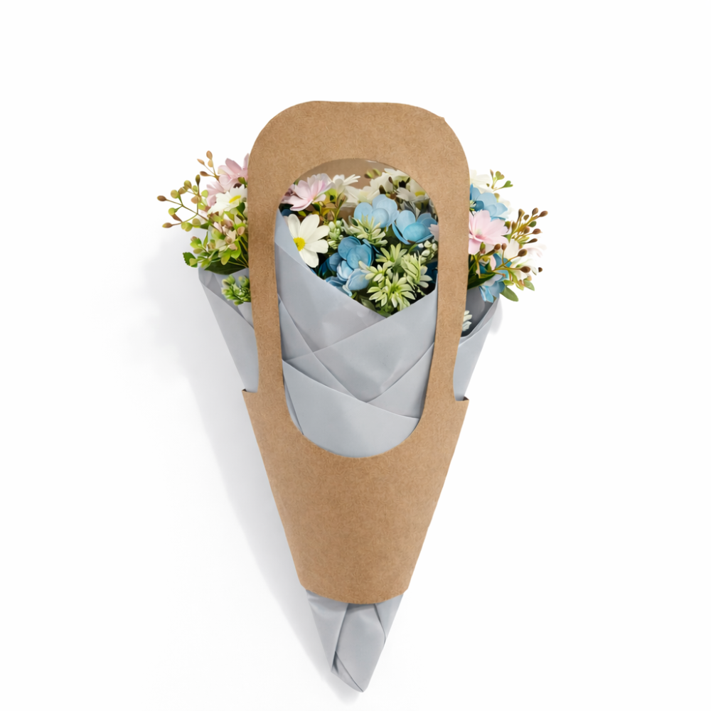 PACK FLORISTA: 18 bolsas de papel kraft para flores (3 tallas) + papel de embalaje - 6 BOLSAS GRANDES DE REGALO