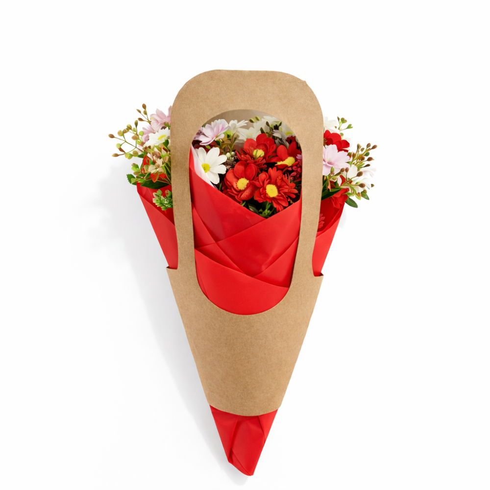 PACK FLORISTA: 18 bolsas de papel kraft para flores (3 tallas) + papel de embalaje - 6 BOLSAS GRANDES DE REGALO