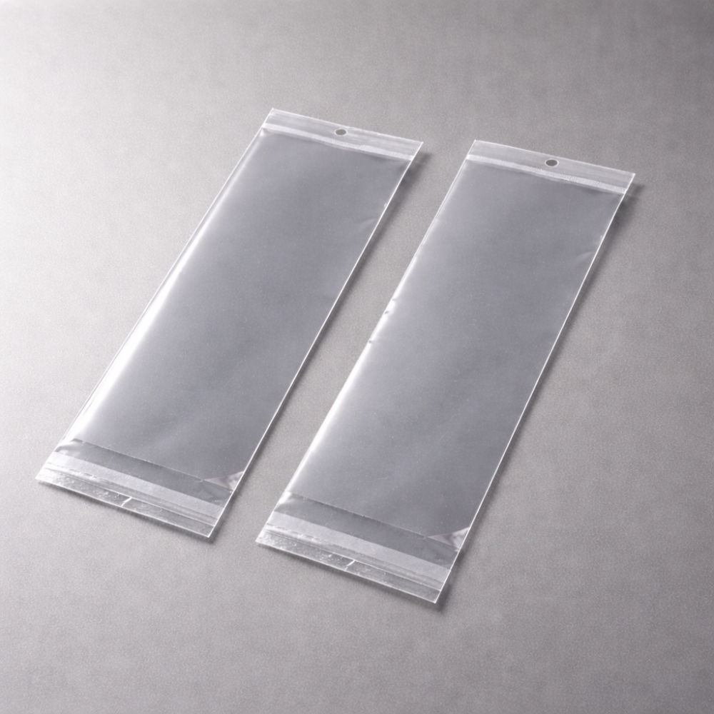 100 saquitos adhesivos transparentes largos 10 x 33 cm