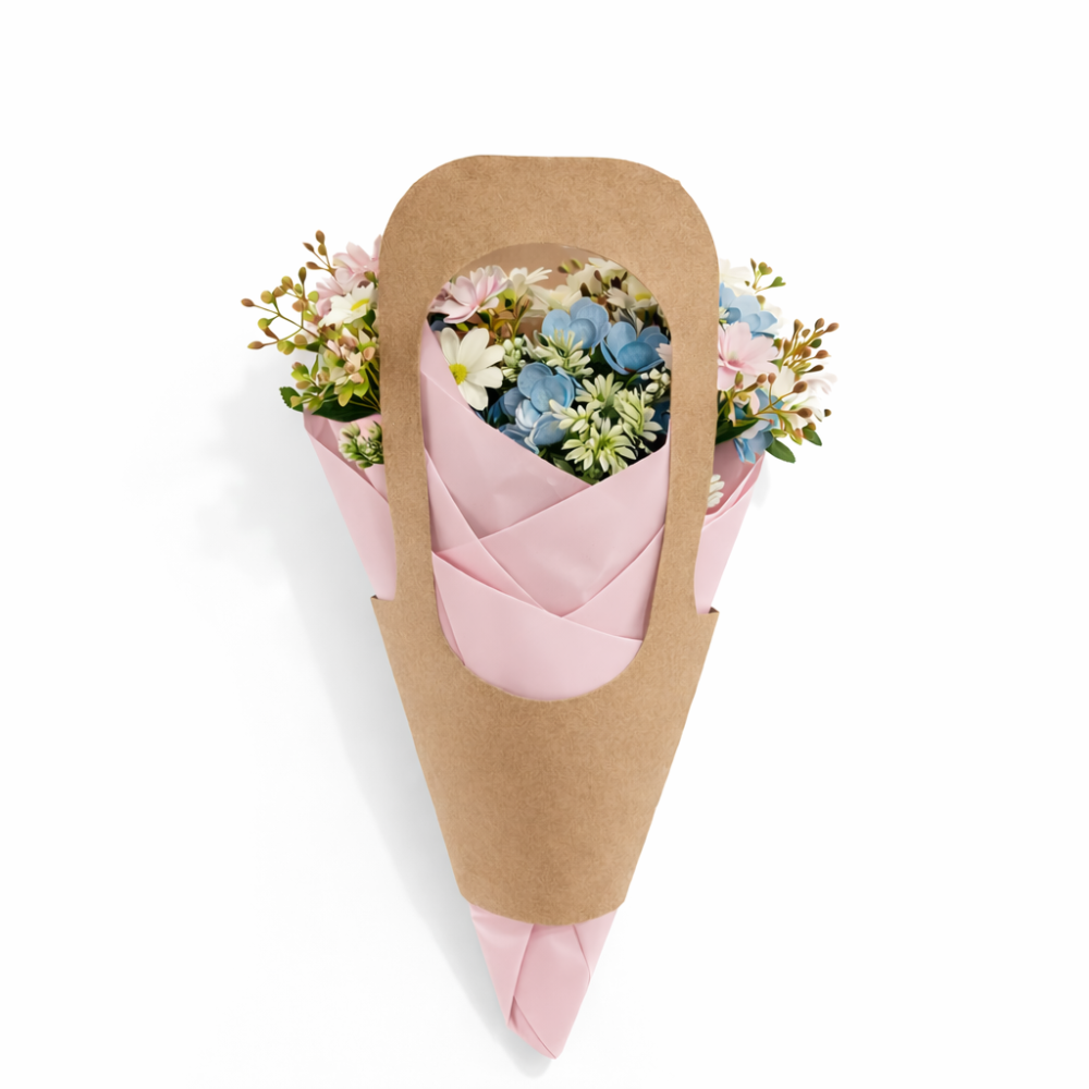 PACK FLORISTA: 18 bolsas de papel kraft para flores (3 tallas) + papel de embalaje - 6 BOLSAS GRANDES DE REGALO