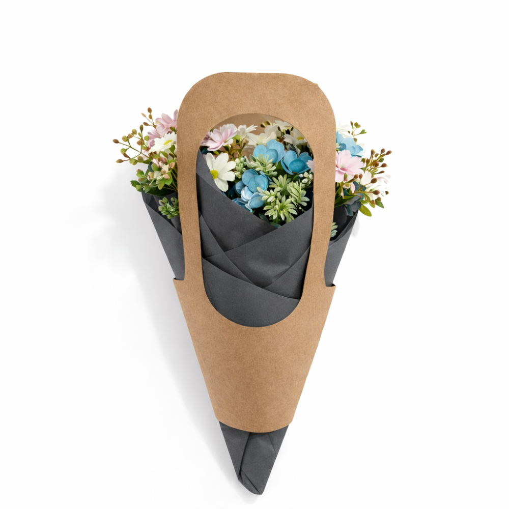 PACK FLORISTA: 18 bolsas de papel kraft para flores (3 tallas) + papel de embalaje - 6 BOLSAS GRANDES DE REGALO