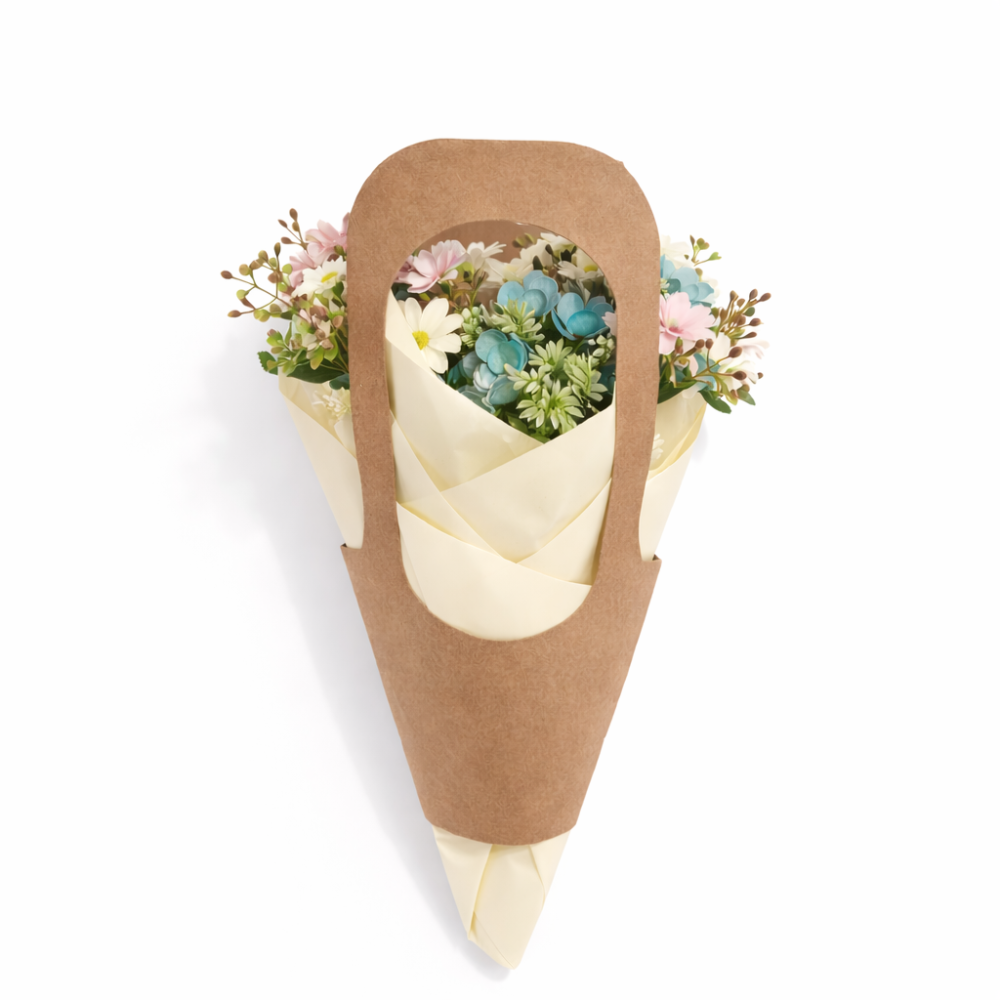 PACK FLORISTA: 18 bolsas de papel kraft para flores (3 tallas) + papel de embalaje - 6 BOLSAS GRANDES DE REGALO