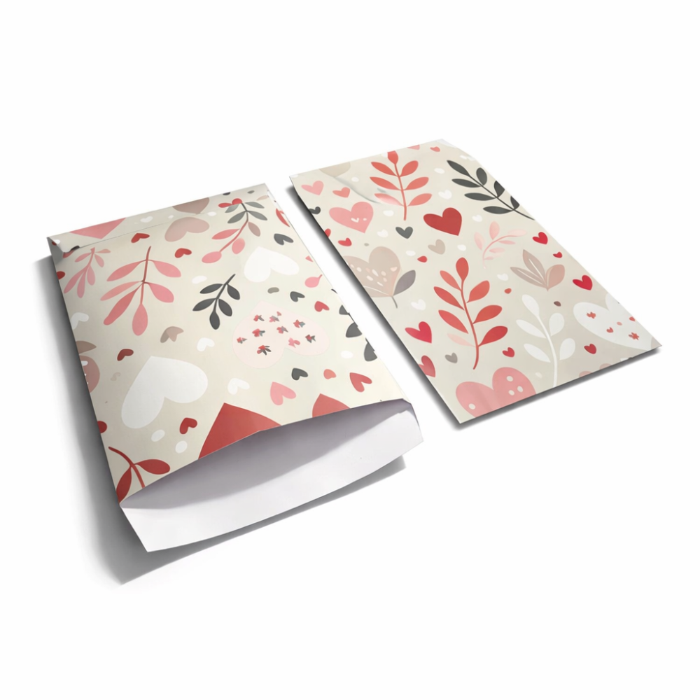 100 bolsitas de regalo con motivo de corazones - 11 x 17 cm