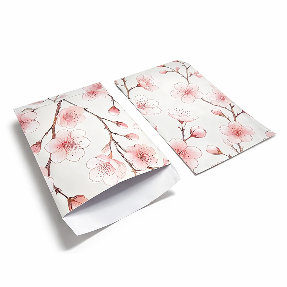 100 bolsitas de regalo con estampado de flores de cerezo - 11 x 17 cm