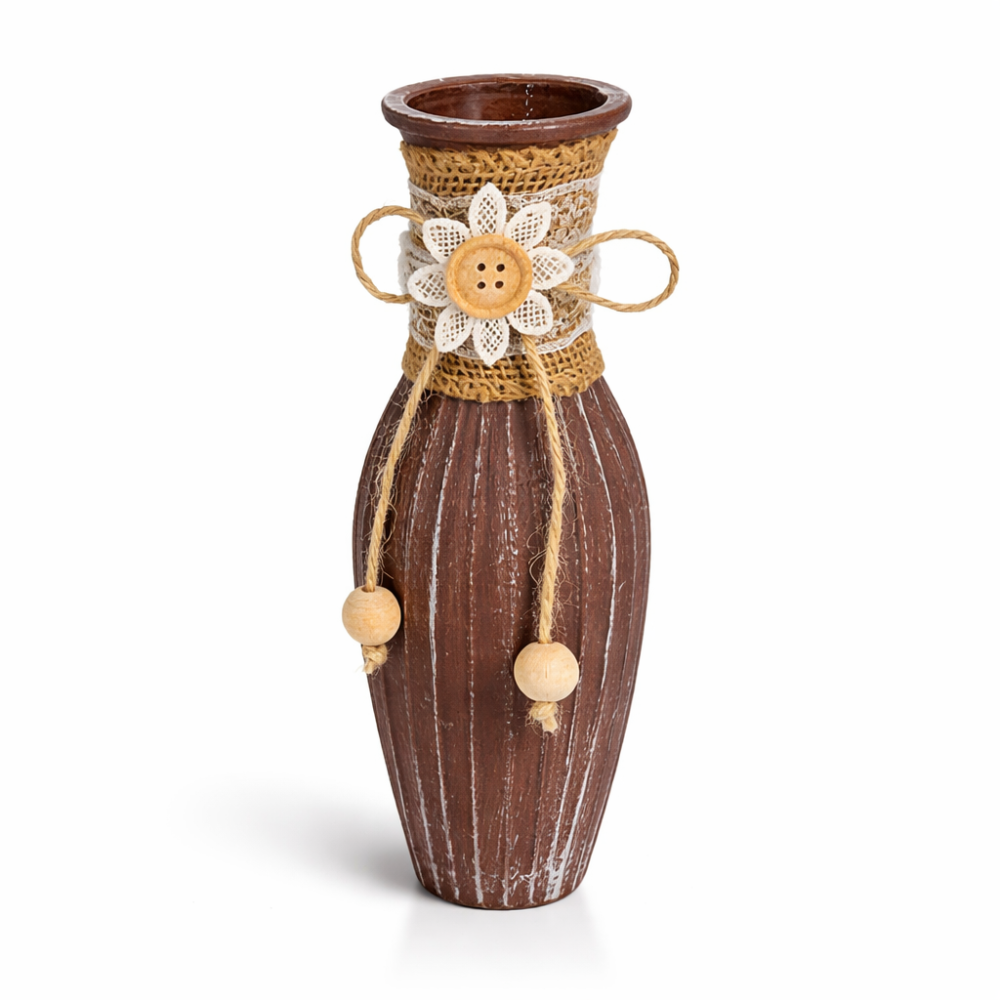 Jarrón para una sola flor de vidrio color marrón glacé