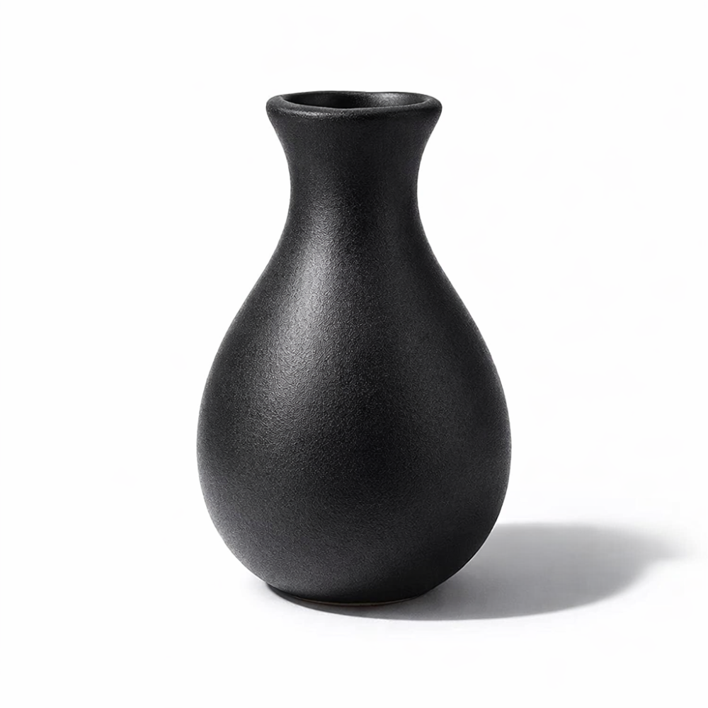 2 mini jarrones de cerámica para una sola flor - negro