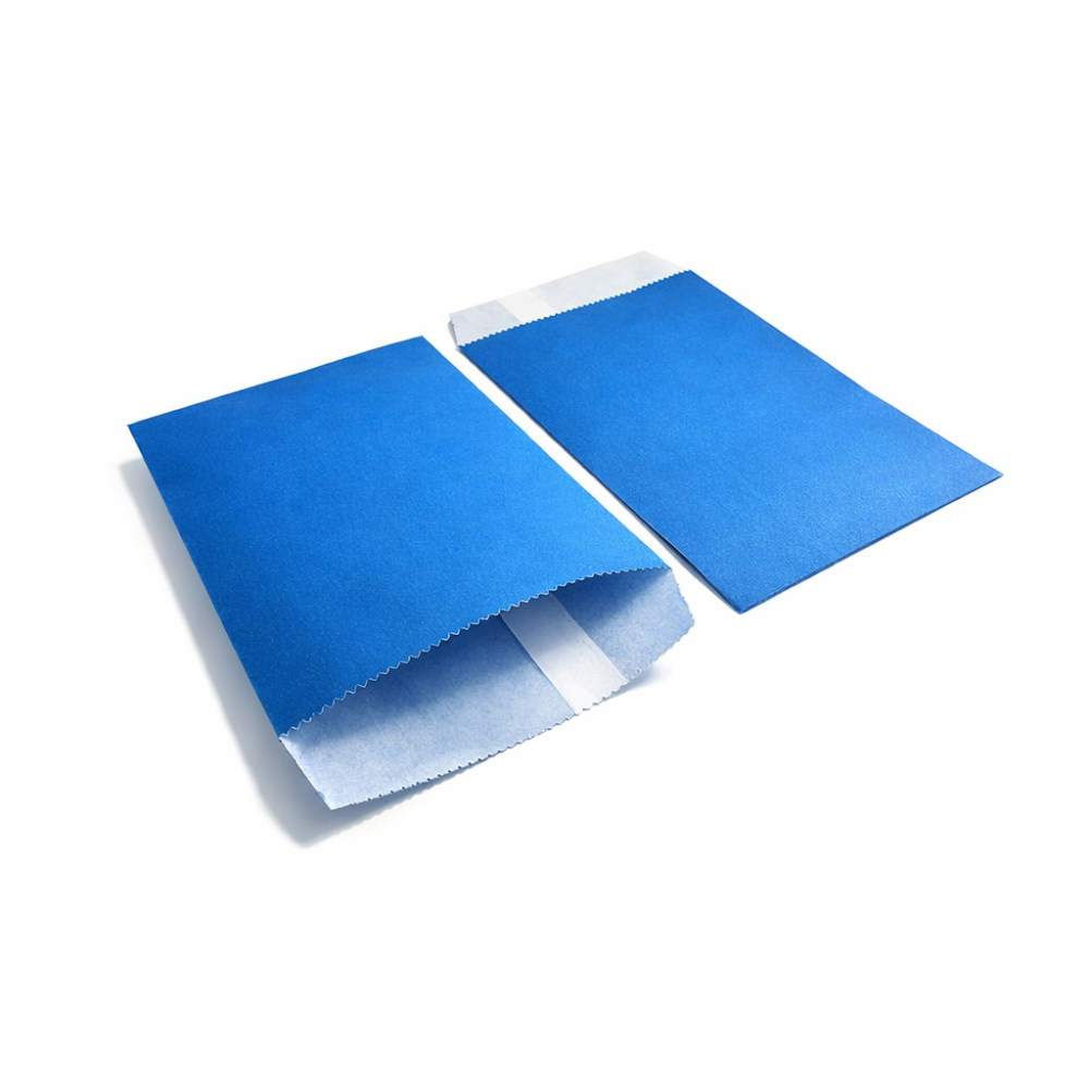 100 saquitos de regalo de papel kraft azul real 13x18 cm