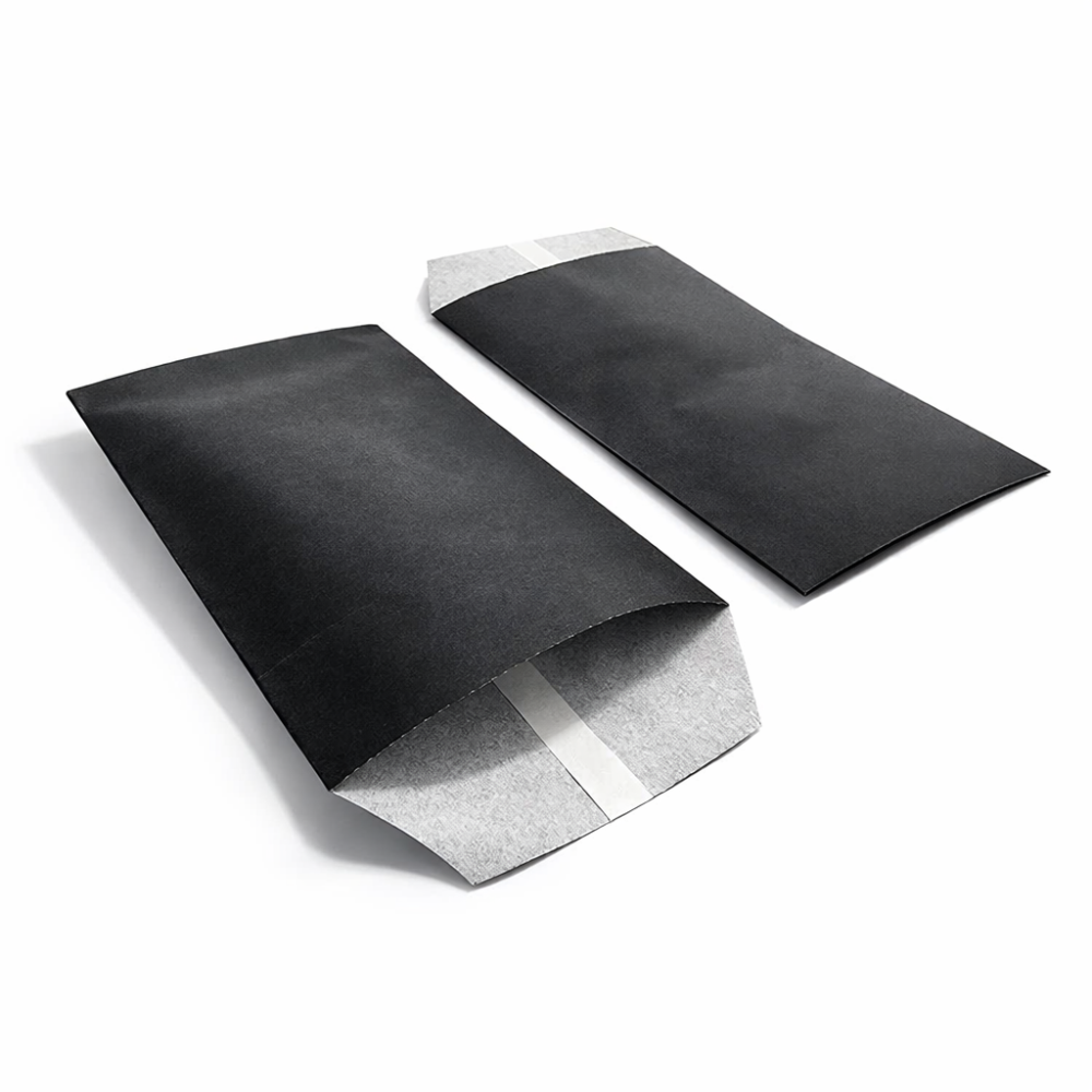 100 bolsitas de papel kraft negro de 8 x 15 cm