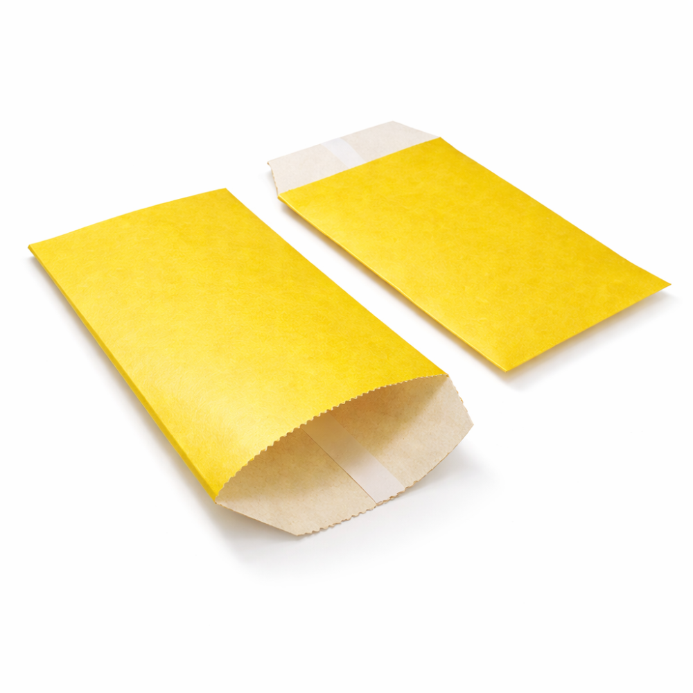 100 bolsitas de papel kraft amarillo de 8 x 15 cm