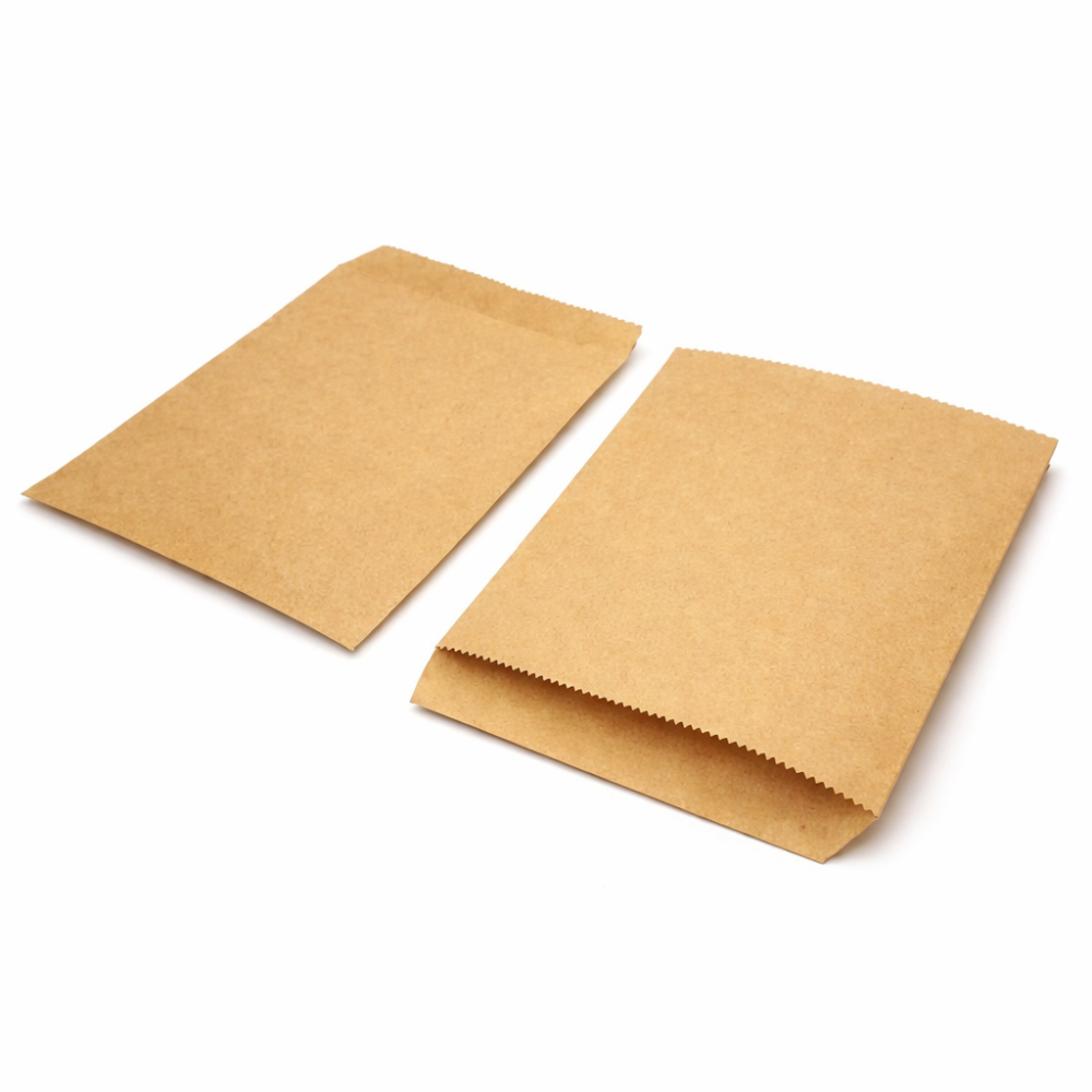 100 bolsitas de papel kraft marrón natural de 8 x 15 cm