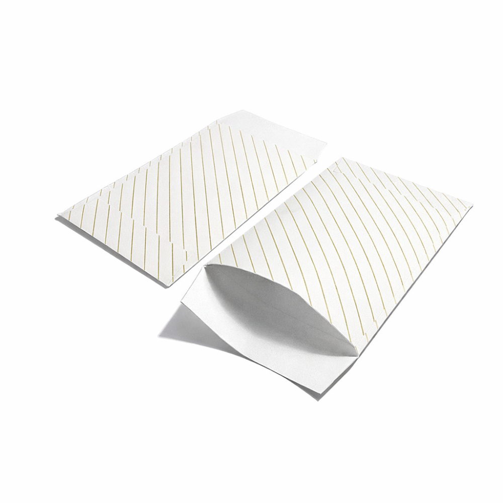 50 bolsitas de regalo grandes blancas con diseño de rayas doradas, 21 x 29 cm