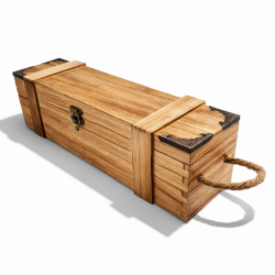 Caja de madera para 1 botella con cierre de gancho, 10 x 35 x 10 cm