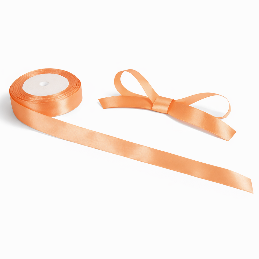 Bobina de cinta de raso de tela color naranja salmón
