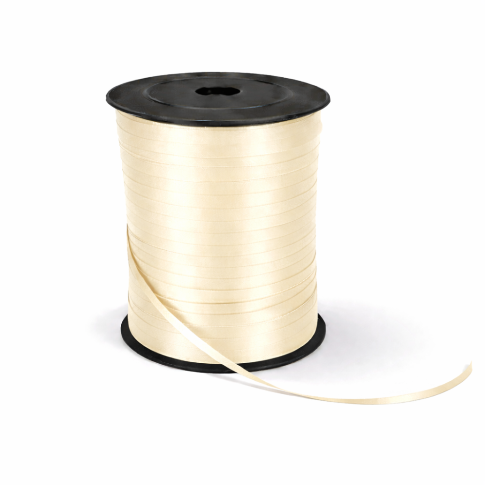 Rollo de cinta de regalo satinada color blanco marfil