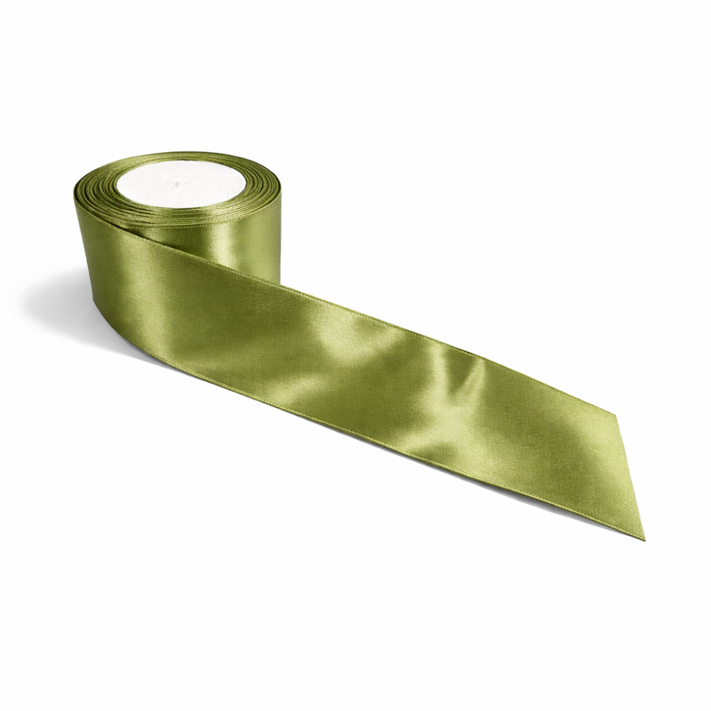Bobina de cinta de raso ancha de 4 cm - Verde oliva