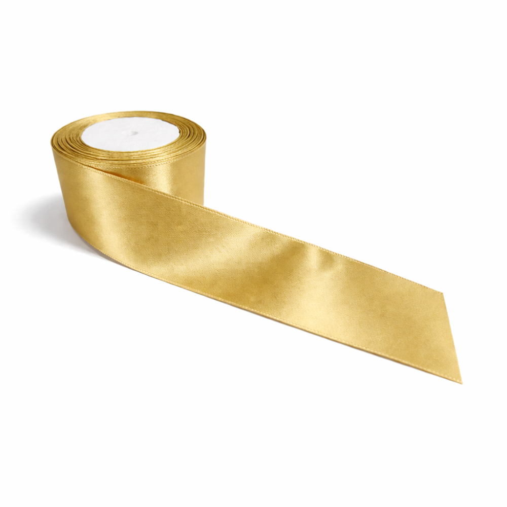 Bobina de cinta de raso ancha de 4 cm - Dorado