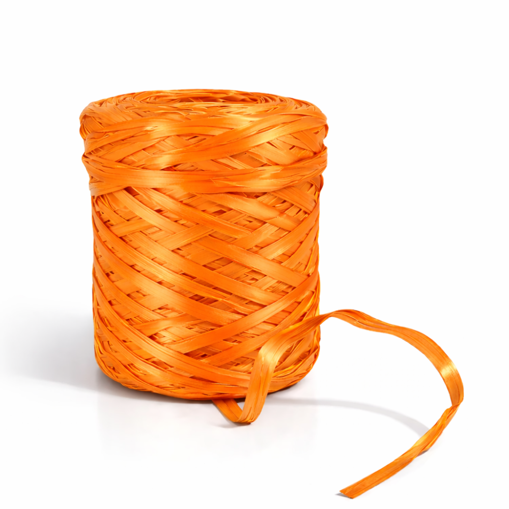 Bobina de rafia sintética color mandarina, 200 m