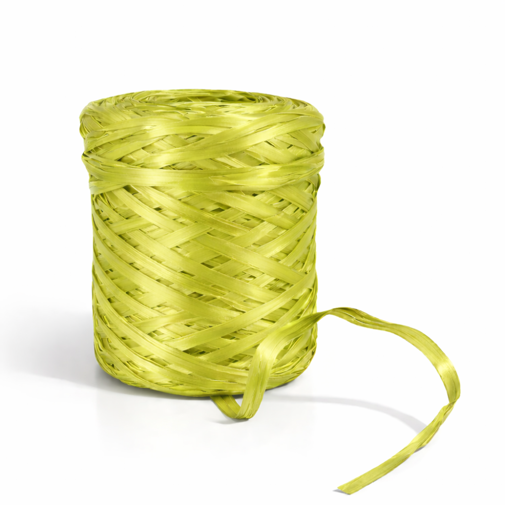 Bobina de rafia sintética verde tilo, 200 m