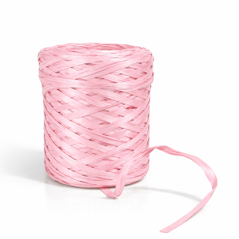 Bobina de rafia sintética rosa pastel de 200 m