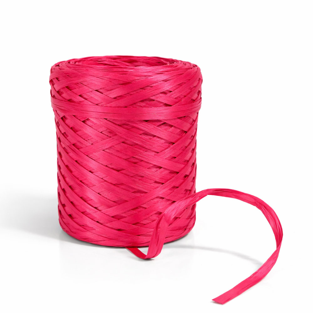 Bobina de rafia sintética rosa azalea de 200 m