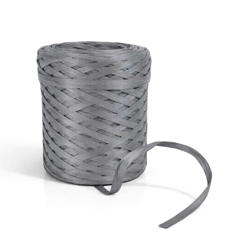 Bobina de rafia sintética gris ratón de 200 m