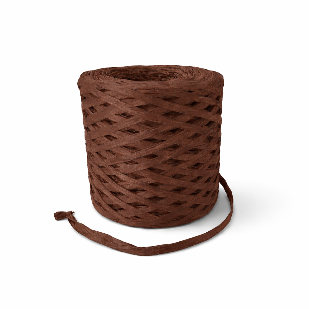 Bobina de papel de rafia marrón chocolate de 200 m