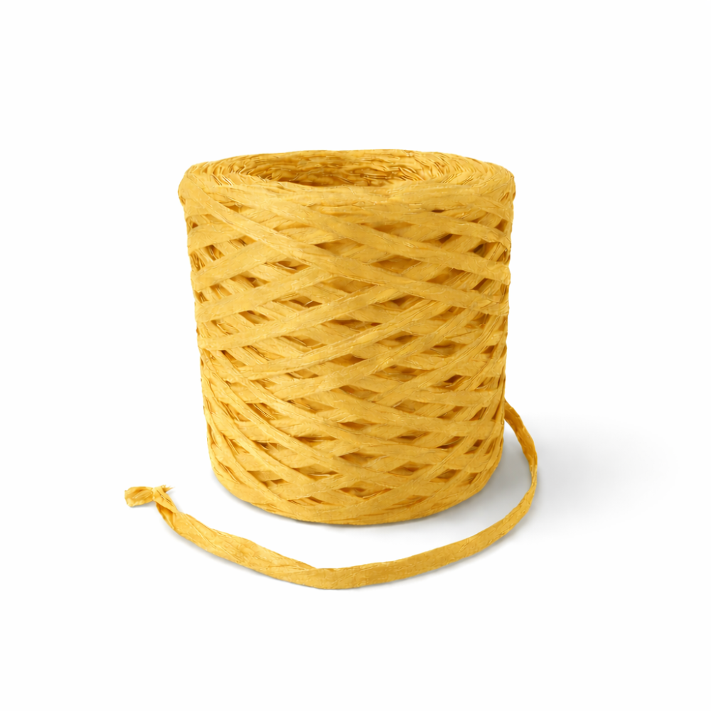 Bobina de papel de rafia amarillo maíz de 200 m