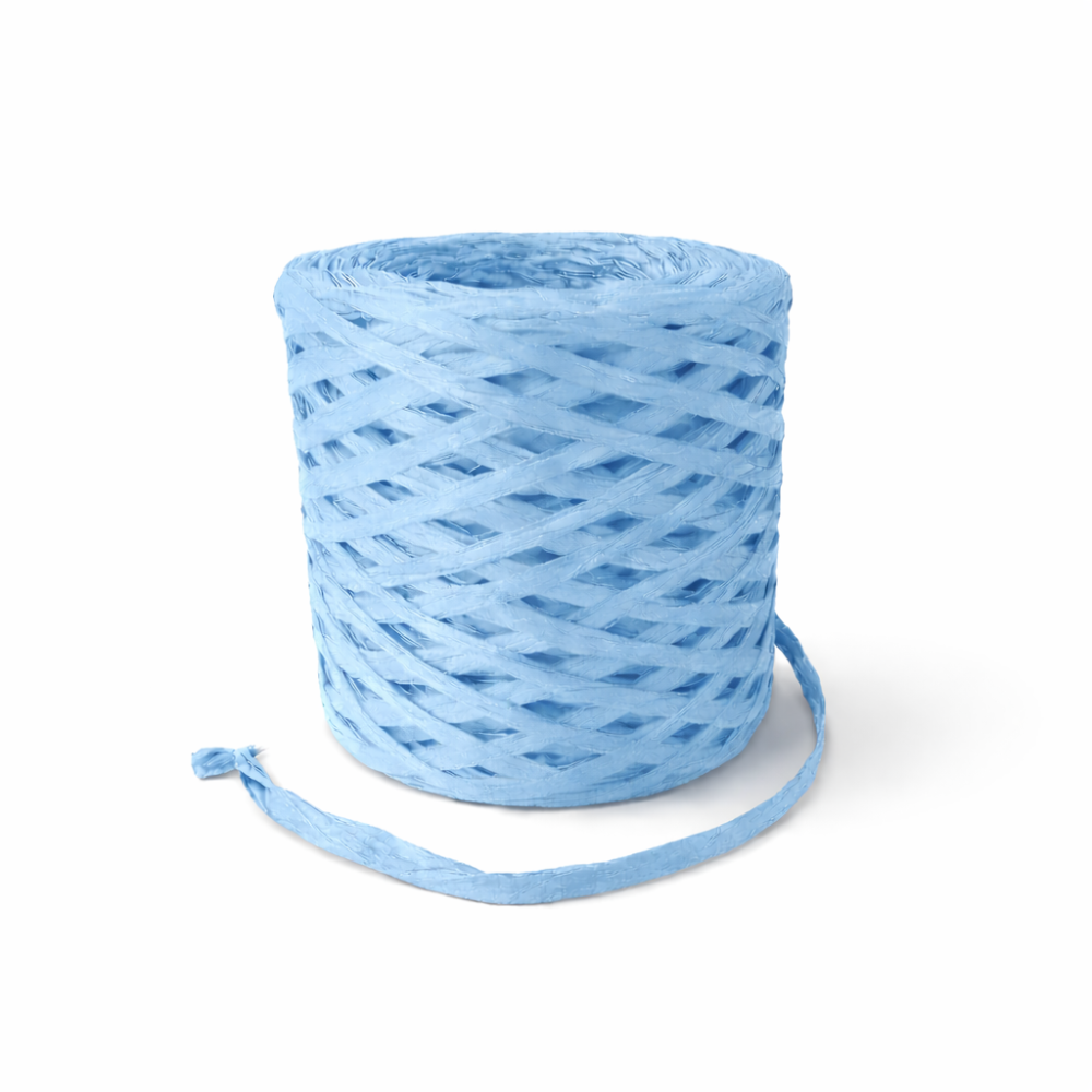 Bobina de papel de rafia azul cielo de 200 m