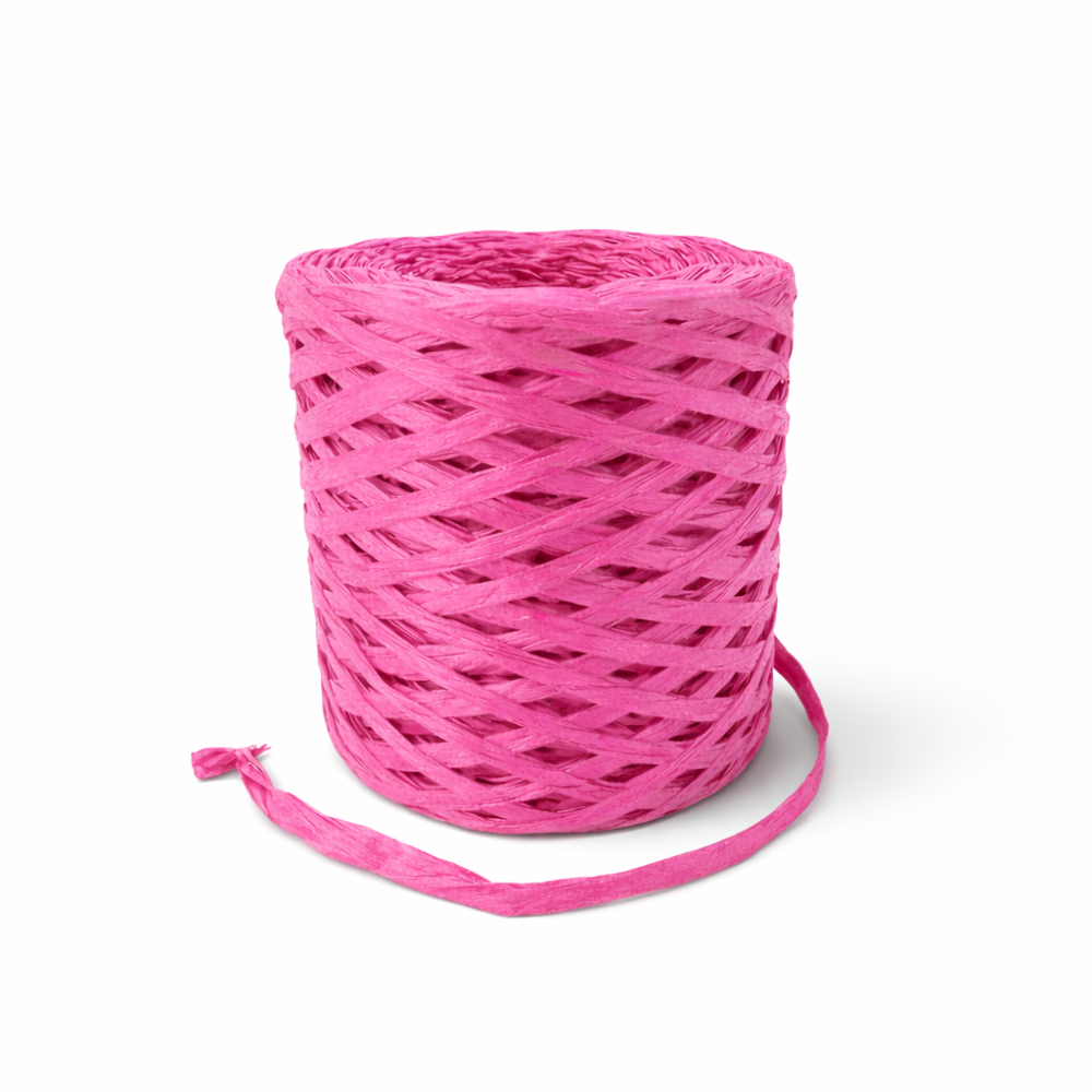 Bobina de papel de rafia rosa fucsia de 200 m