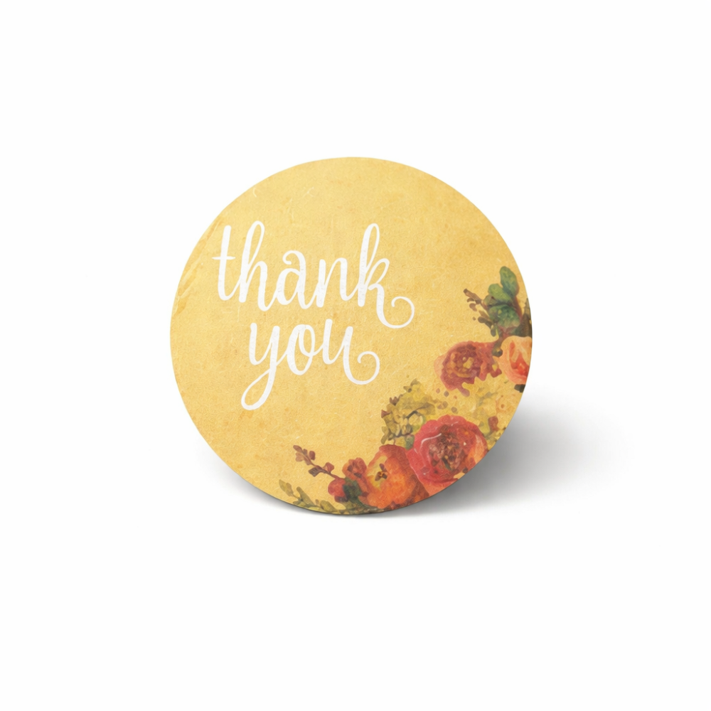 Rollo de 500 etiquetas de regalo «Thank you» sobre fondo kraft - 11054