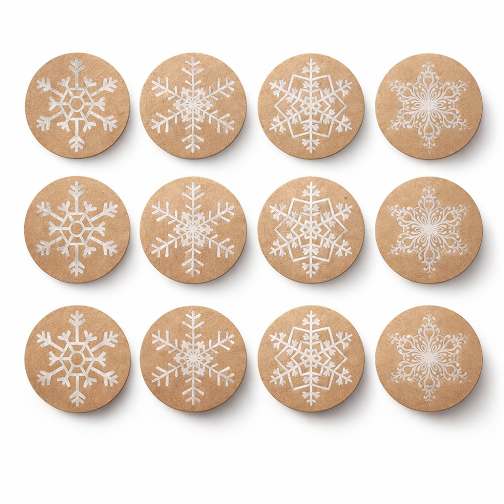 Etiquetas adhesivas para regalos con motivos de copos de navidad