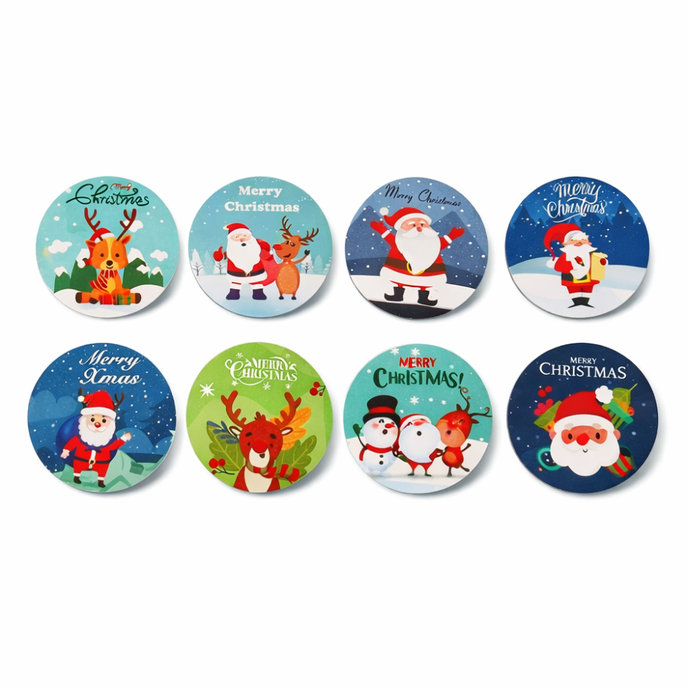 Rollo de 500 etiquetas de regalo de navidad, 8 modelos infantiles