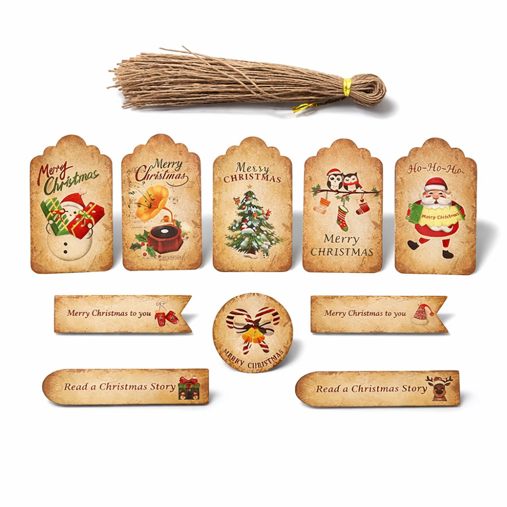 Lote de 50 etiquetas para regalos con motivos de navidad vintage