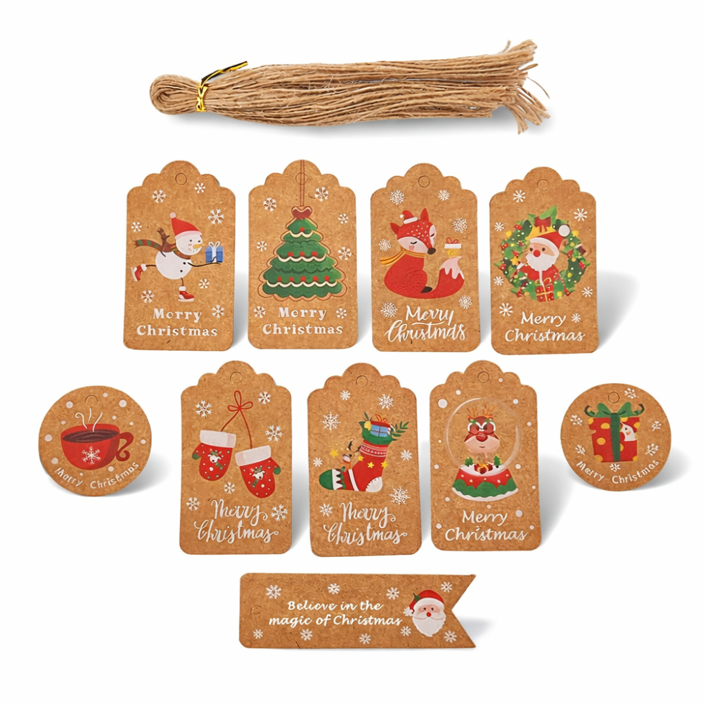 Lote de 50 etiquetas para regalos con motivos de navidad infantiles