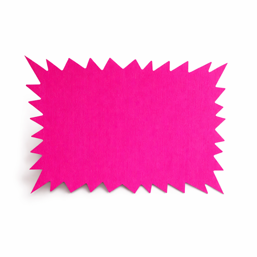 10 etiquetas pequeñas de color rosa fluorescente para indicar precios, 10 x 7 cm