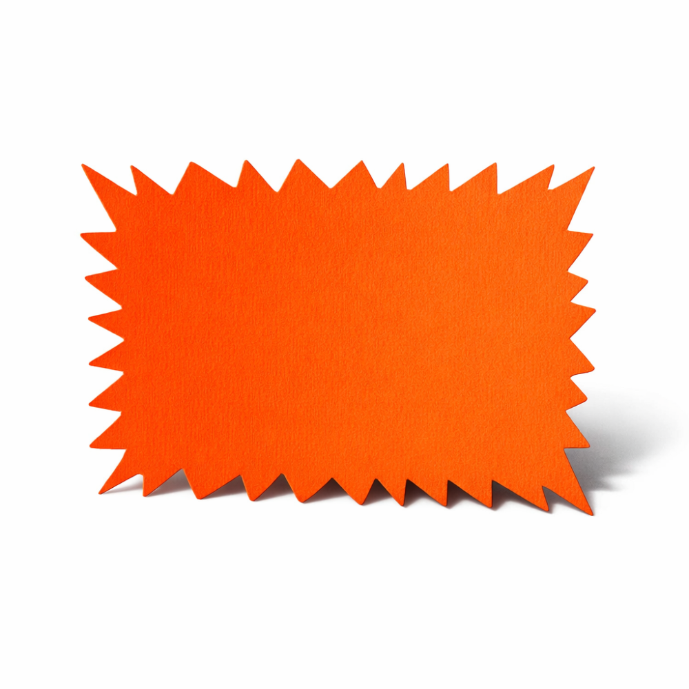 10 etiquetas pequeñas naranjas fluorescentes para etiquetado de precios 10x7 cm