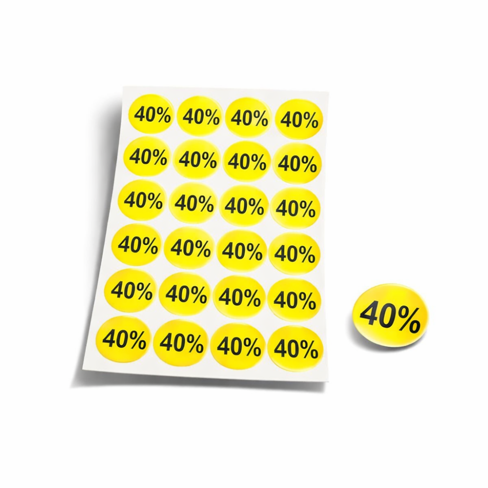 240 pegatinas adhesivas 40 % amarillas - 1865j