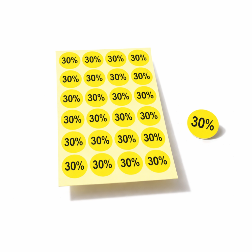 Lote de 240 pegatinas autoadhesivas 30 % amarillas - 1866j