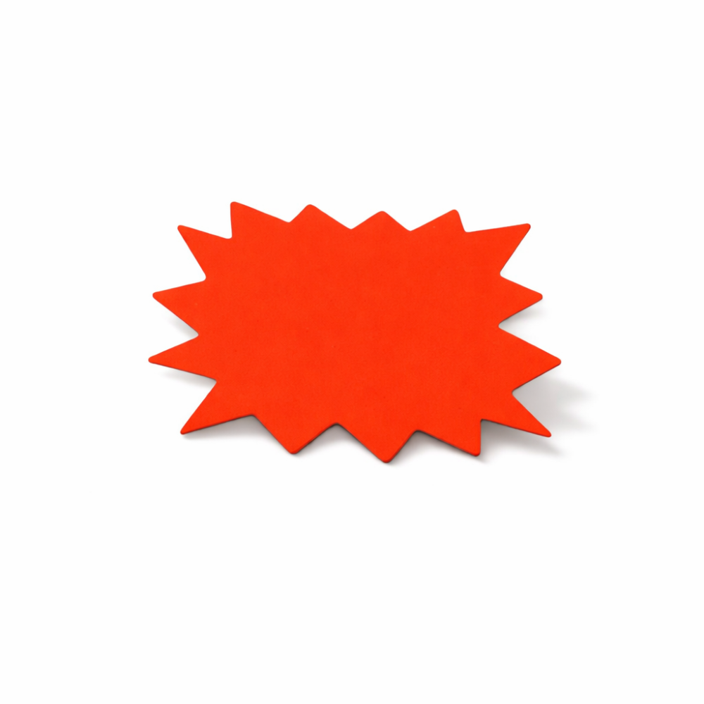 20 etiquetas grandes con forma de explosión en naranja fluorescente, 19,5 x 14 cm - 5841