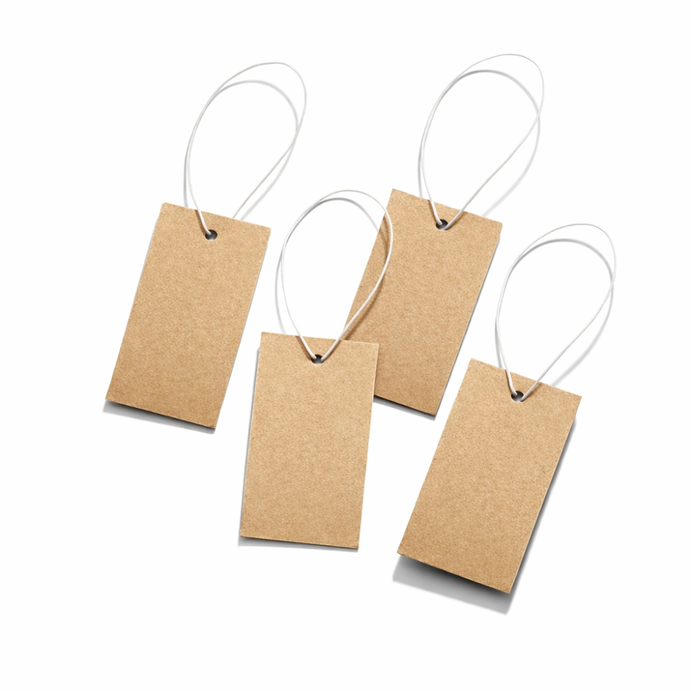 Lote de 100 etiquetas de hilo de color kraft marrón natural, 5 x 2 cm