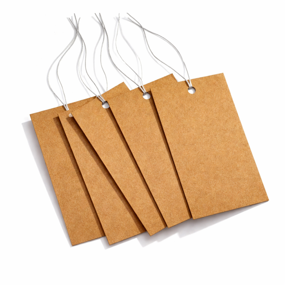 100 etiquetas grandes de hilo kraft natural de 5 x 9 cm - 11063