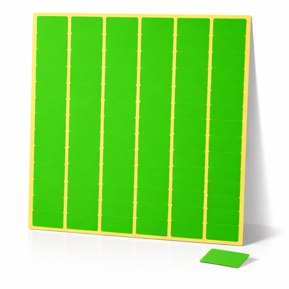 780 pegatinas rectangulares de color verde fluorescente de 13 x 24 mm - 6873