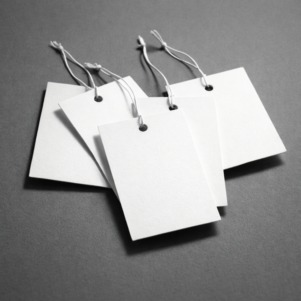 Lote de 100 etiquetas grandes de hilo blancas de 4 x 6 cm - 7701